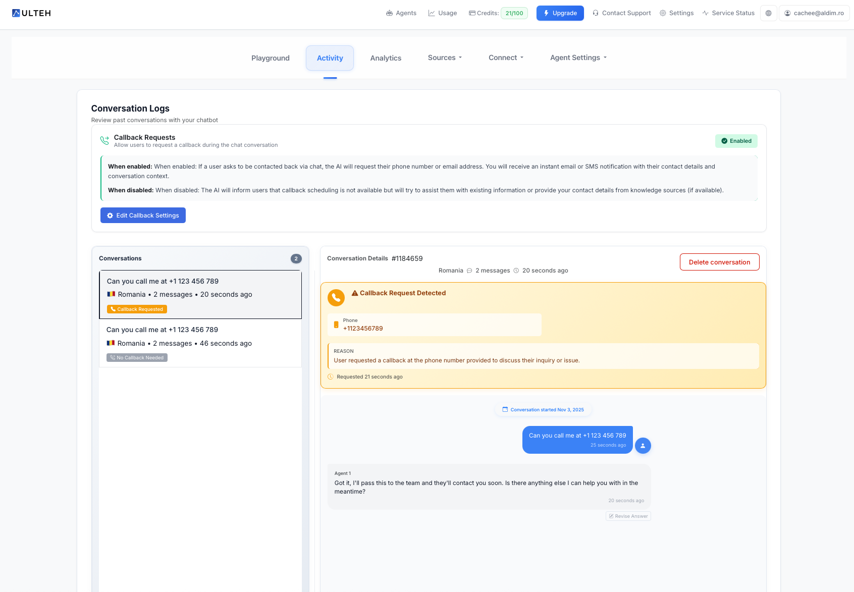 Przegląd karty 'Aktywność'