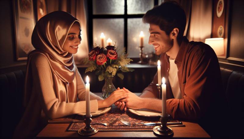 Romantyczna kolacja walentynkowa ze świecami i różami