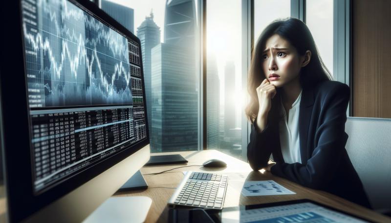 Analityk finansowy przegląda globalne trendy rynkowe na ekranie komputera